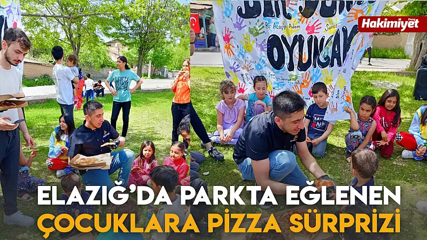 Elazığ’da Parkta Eğlenen Çocuklara Pizza Sürprizi