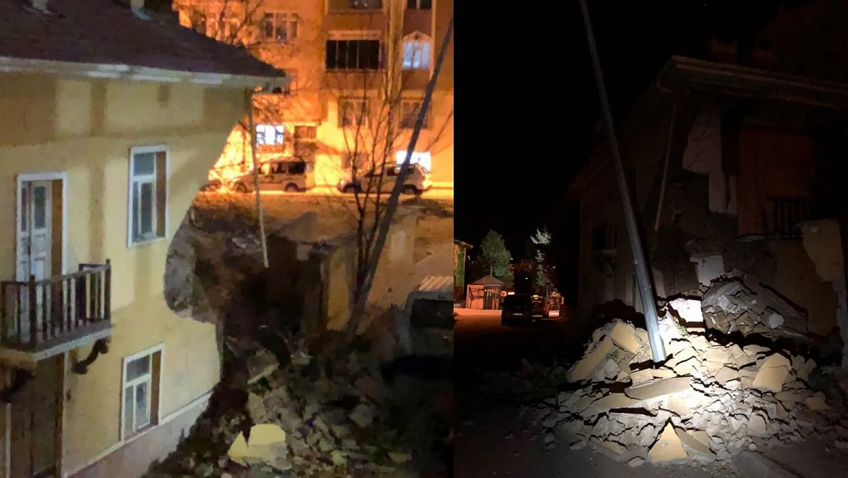 Elazığ'da Bir Bina Kısmen Çöktü