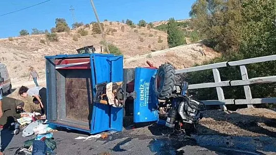 Elazığ'da Römorklu Çapa Makinesi Devrildi! 2'si Ağır 14 Kişi Yaralandı