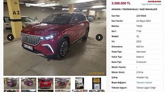 Togg artık 2. El