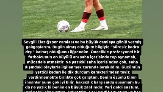 Kadro dışı kalan Feyzullah Şahin, Elazığspor'a veda etti