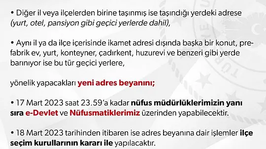 Afetzede Seçmen İçin Önemli Duyuru