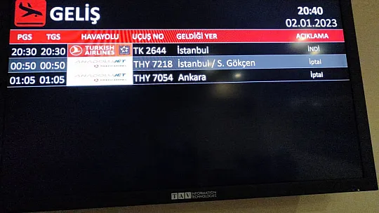 Elazığ'da yoğun sis nedeniyle uçuşlar iptal edildi
