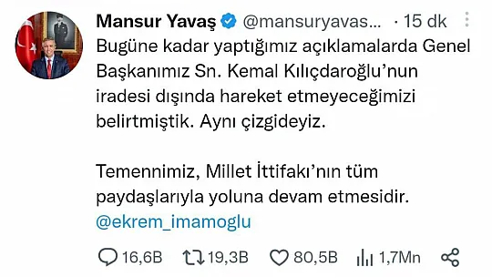 İmamoğlu ve Yavaş'tan Açıklama
