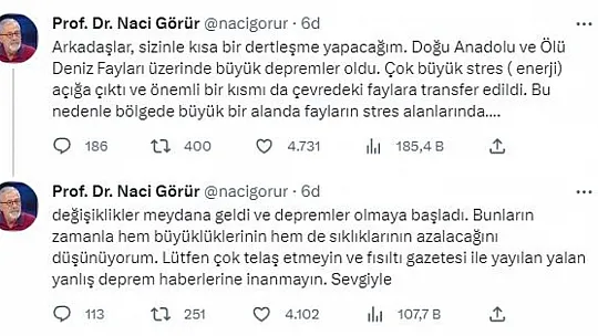 Naci Görür: 'Telaş Etmeyin, Yalan Yanlış Deprem Haberlerine İnanmayın'
