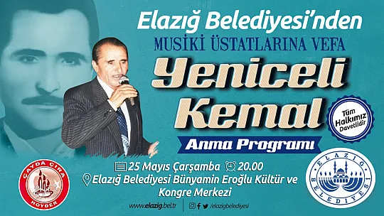 Mahalli Musikimizin Usta İsmi Yeniceli Kemal'e Anma Programı Düzenlenecek