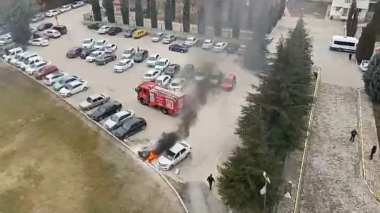 Park halindeki araç alev aldı