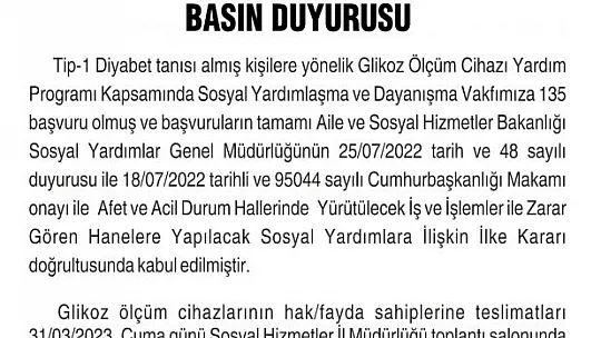 Elazığ Valiliği Glikoz Ölçüm Cihazlarının Dağıtımına Başlandığını Duyurdu