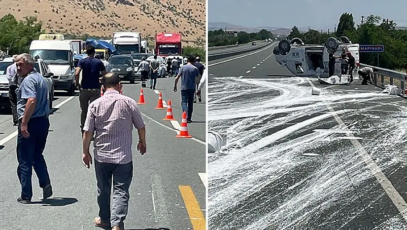 Elazığ'da Boya Yüklü Minibüs Devrildi: 1 Yaralı