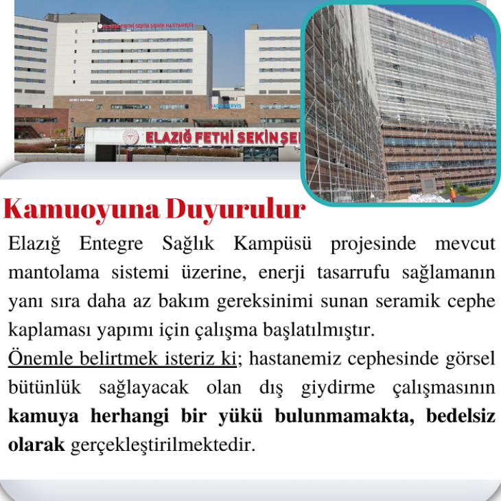 Şehir Hastanesinden Kamuoyuna Duyuru